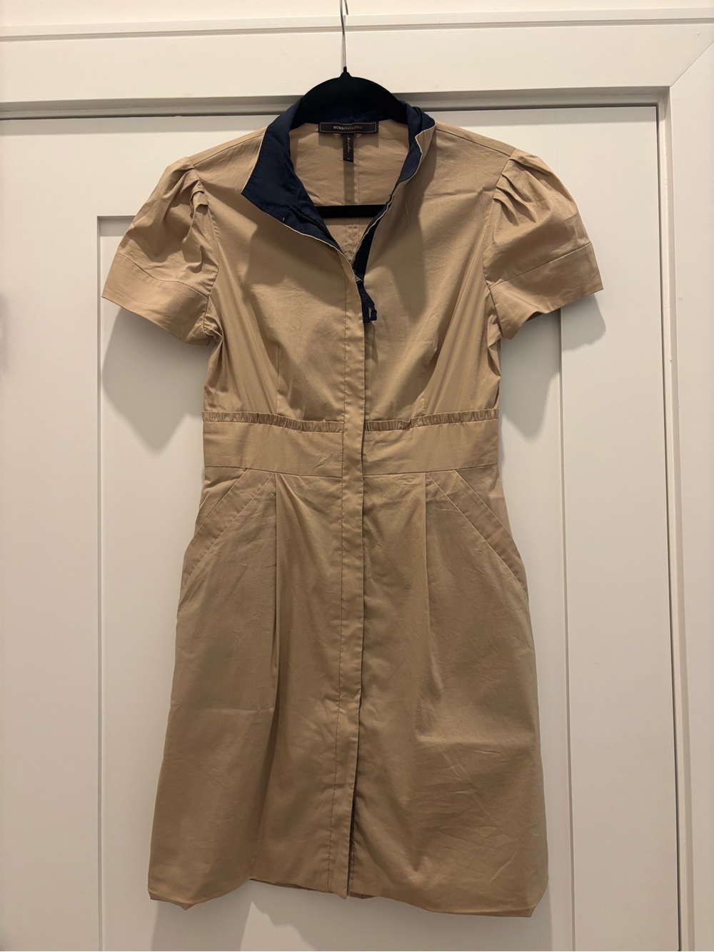 BCBGeneration Tan Mini Dress with Navy Trim
